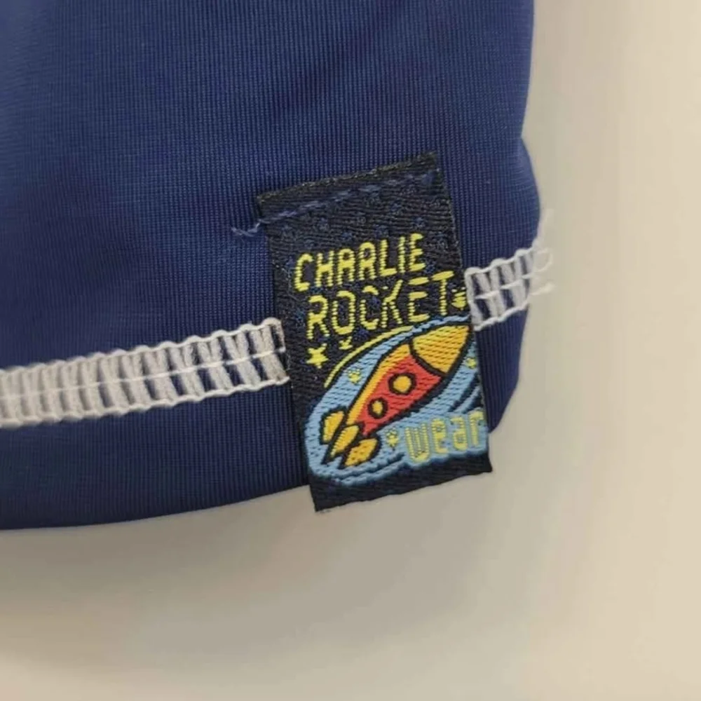 Charlie Rocket Swim Trunks & Rash Guard Set - Picture 3 of 4